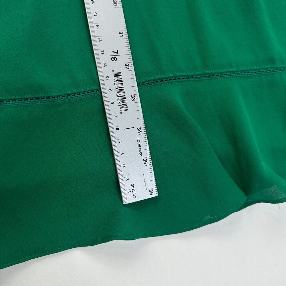 Maeve Anthropologie Pindot Della Ruffle Dress sz M in Kelly Green V Neck Retro - Picture 10 of 13